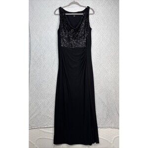 Ralph Lauren Evening Dress 16 Black Floor Length Cocktail Sequin Black Tie Event
